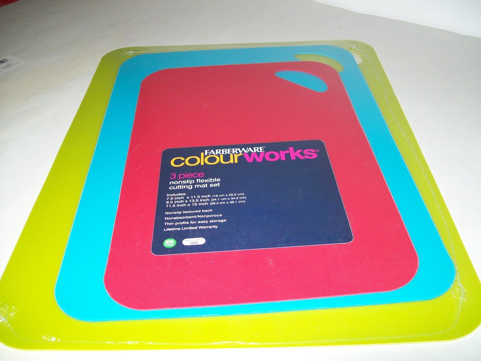 Farberware 3Piece Multisize Kitchen Cutting Mat Set, Nonslip Flexible New eBay