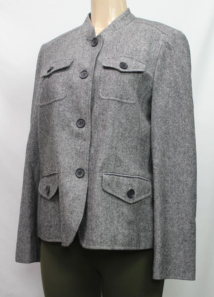 Chaqueta Blazer Para Mujer Liz Claiborne De Colección Manga Larga Mezcla de Lana Gris Talla 14 Foto 4 de 4