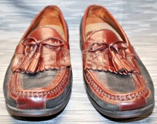 Johnston & Murphy Black / Brown Kilted Tasseled Loafers Shoes Men's 9.5 M