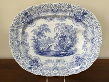 William Ridgway PERSIAN Blue Transfer 18” Well & Tree Meat Platter c. 1830