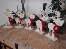 Weihnachtsdekoration Holz Elch 29 cm leicht geflammt mit rotem Schal 1-5 Stück