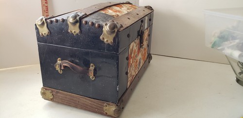 Antique Victorian Steamer Trunk Dome Top Humpback Chest ! - Picture 2 of 9