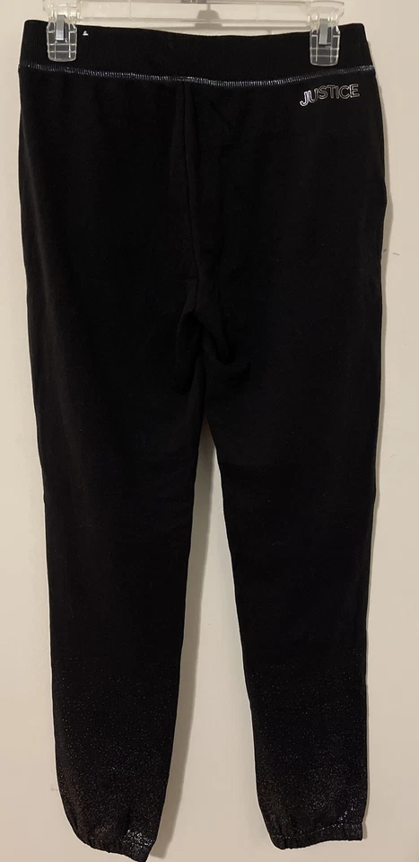 Justice Girls Size 18 Black Elastic Waist Shimmery Joggers W/Pockets NWT! A1154 - Image 3 of 4