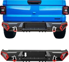Off-Road Rear Step Bumper for 2020 2021 2022-2025 Jeep Gladiator JT w/ D-Rings
