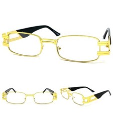 Men's Classic Retro Hip Hop Rapper Style Clear Lens EYE GLASSES Large Gold Frame