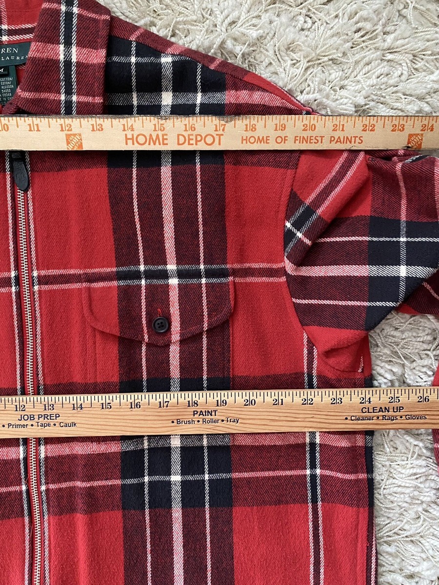 Lauren Ralph Lauren 90s Red Black Plaid Zip Flannel Jacket Lauren Ralph Lauren 90s Red Black Plaid Zip Flannel Jacket