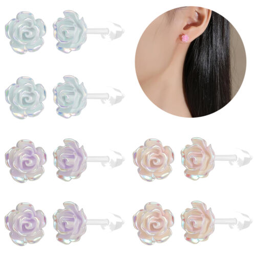 6 Pairs/Lot Resin Butterfly Stud Earrings Rose Ear Helix Tragus Piercing Jewelry - Afbeelding 1 van 59