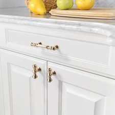 10 Pack 3 inch 76 mm Brushed Brass Kitchen Cabinet Pulls, Gold Cabinet Pulls
