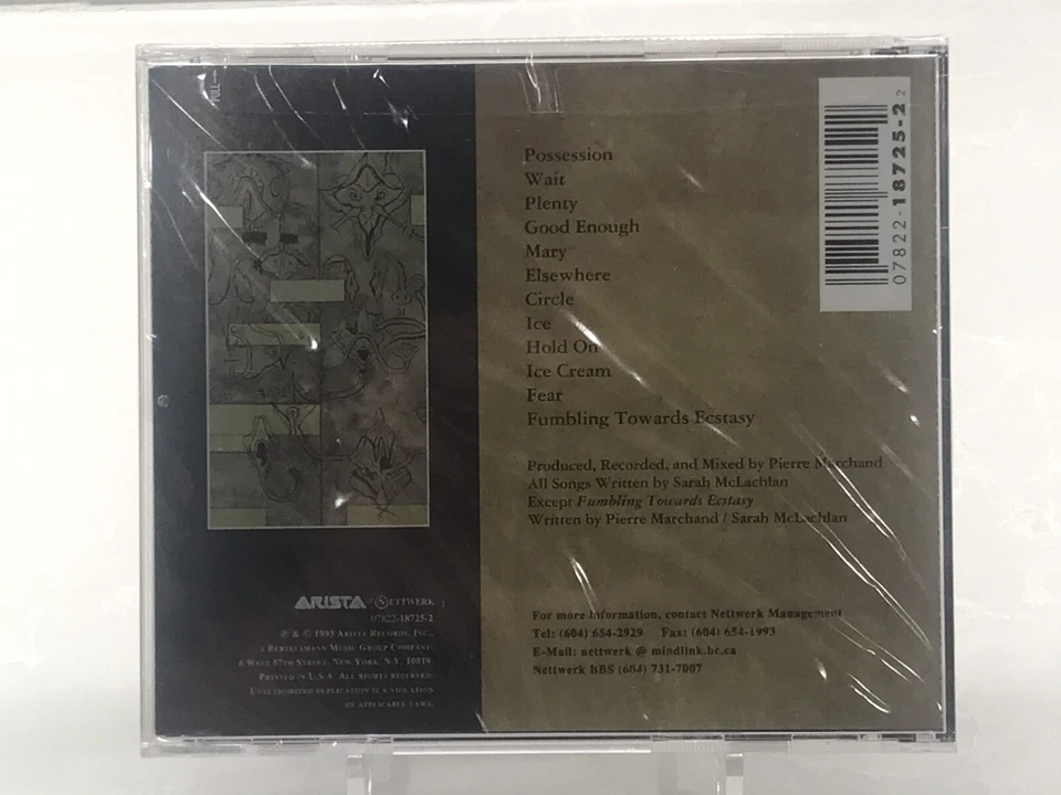 Sarah McLachlan: Fumbling Towards Ecstasy Sealed 1 CD NEW SEALED Foto 2 de 3