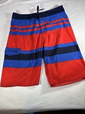 CASTAWAYS Multi color striped unlined swim shorts trunks Large -34
