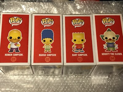 Funko Pop The Simpsons Homer #01, Marge #02, Bart #03, Krusty #04