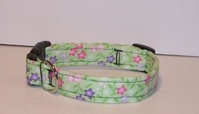 Wet Nose Designs Wildflowers Dog Collar Pink Purple Flowers Floral on Green