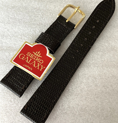Seiko Men Watch Strap 18/15 Gloss Dark Brown Leather Extra Thin JAPAN Original