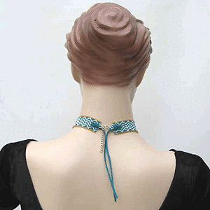 Handmade Green Gold Beaded adjustable Choker Bib Necklace