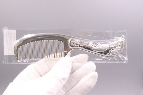 Peine de pelo de plata pura de plata fina 999 grabado peces mango largo cuidado del cabello regalo - Imagen 2 de 5