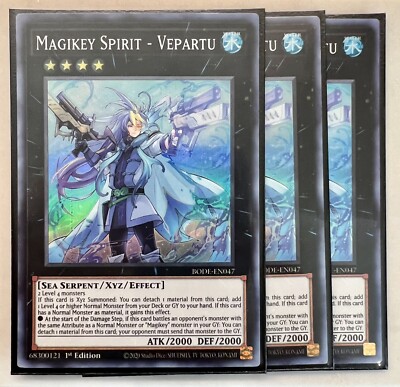 Yugioh! 3x Magikey Spirit - Vepartu BODE-EN047 Super Rare 1st Ed NM