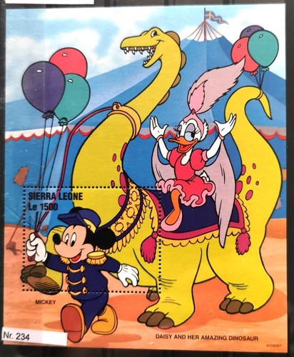 DD2.234 Sierra Leone MNH Disney Cartoons Animation Mickey Daisy and her Dinosaur
