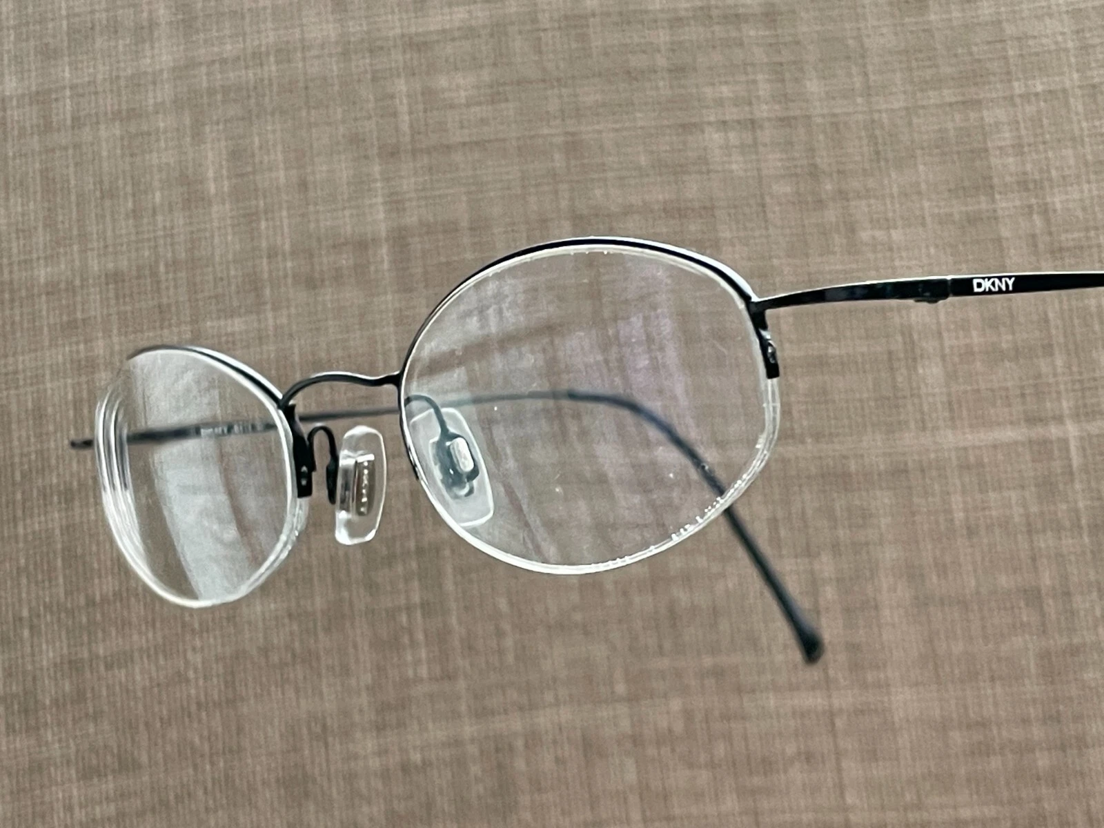 Vintage DKNY Eyeglasses Frame Black Wired Half Rim Glasses Frame made in Italy