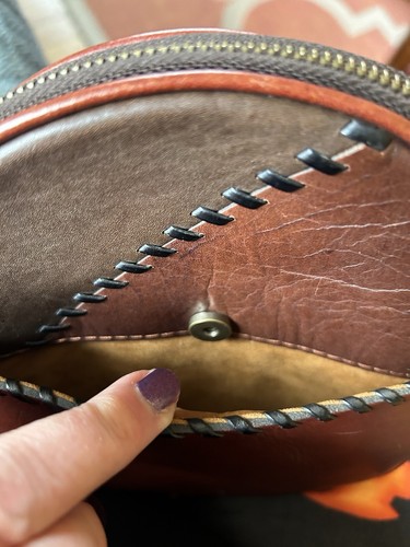 Patricia Nash Italian Leather Banjo Purse Bag Crossbody Small Gently Used Cute! - Picture 8 of 15