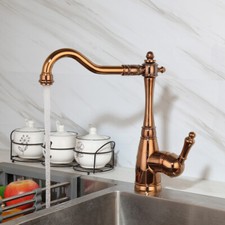 Retro Deck Mount Rose gold Kitchen Sink Faucet Single Lever Swivel Mixer Taps