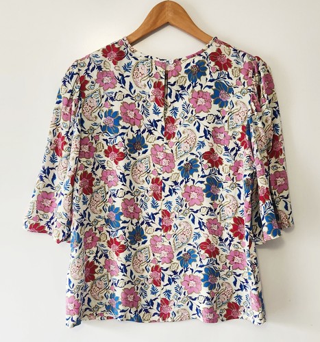WITCHERY Size 10 Floral Print Boxy Flutter Sleeve Blouse - Picture 3 of 4