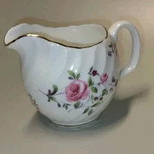 ROYAL ADDERLEY Fragrance Mini Creamer Swirled Gold Trim Pink Roses - FLEA BITE