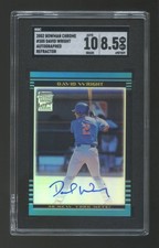 SGC 8.5 10 DAVID WRIGHT 2002 BOWMAN CHROME RC AUTOGRAPH REFRACTOR SP METS LEGEND