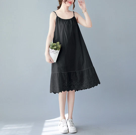 Hot Women 100% Natural Cotton Dress Full Slips Under Dress Cami Chemise Nighty S - Image 2 of 4