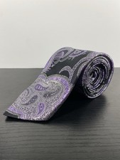 Robert Talbott Best of Class Black Purple Floral Paisley Abstract Tie USA