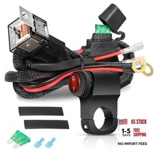 LED Light Bar Wiring Harness Kit w/Motorcycle Handlebar Switch 7/8" 12V 1 Lead