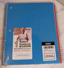 Dunwell 1 Subject Wide Ruled Notebook 3 Pack 8x10.5 Inch 100 Sheets/200 Pages  