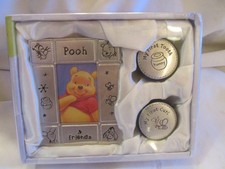 Disney Gift Set POOH Metal Picture Frame Tooth Curl Keepsake Boxes