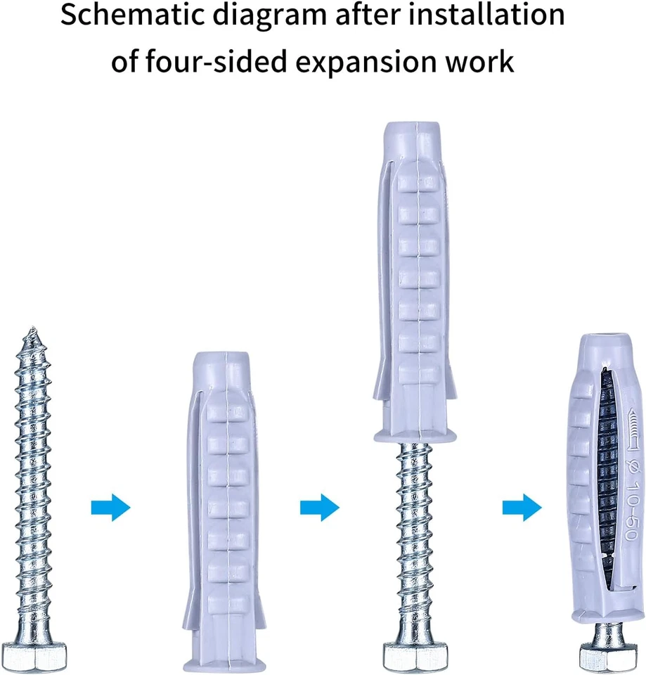 25 Set M8 M12 Tasselli Universali Con Vite, Bulloni Esagonali E Tasselli a Muro, - Immagine 4 di 4