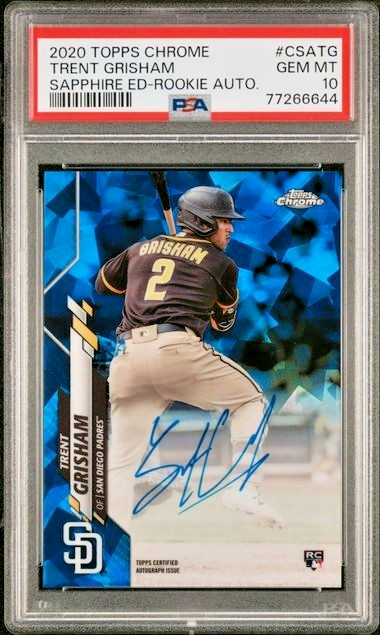 2020 Topps Chrome Sapphire Trent Grisham RC Auto #CSATG PSA 10 GEM MINT! Rookie