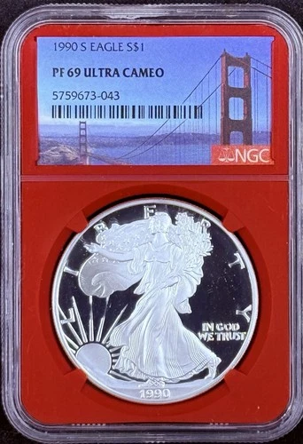 1990 S Silver Eagle PF69 and Red Core “Proof”