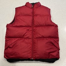 LL Bean Goose Down Vest Mens Thick XLT Tall Black Red Puffer Reversible