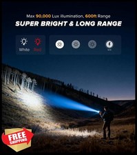 LUTEC 2pk Rechargeable Spotlight Flashlight 90000 Lux IP67 Orange