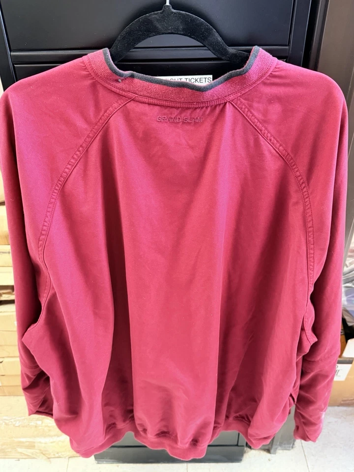 Grand Slam Men's XXL Burgundy Golf Windbreaker Jacket Removable Zip Off Sleeves - Image 4 of 4