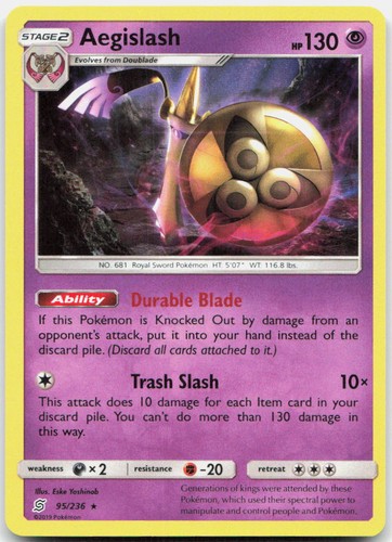 Aegislash 95/236 Holo Rare Unified Minds Pokemon Near Mint