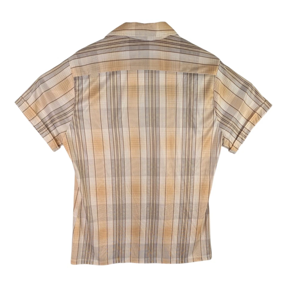 JCPenney Styled In California Shirt Beige Brown Striped Mens Large Vintage - Image 3 of 4