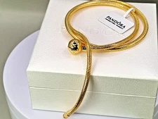 Genuine Pandora Moments Logo Ball Clasp Snake Golden Chain Necklace 50cm Boxed