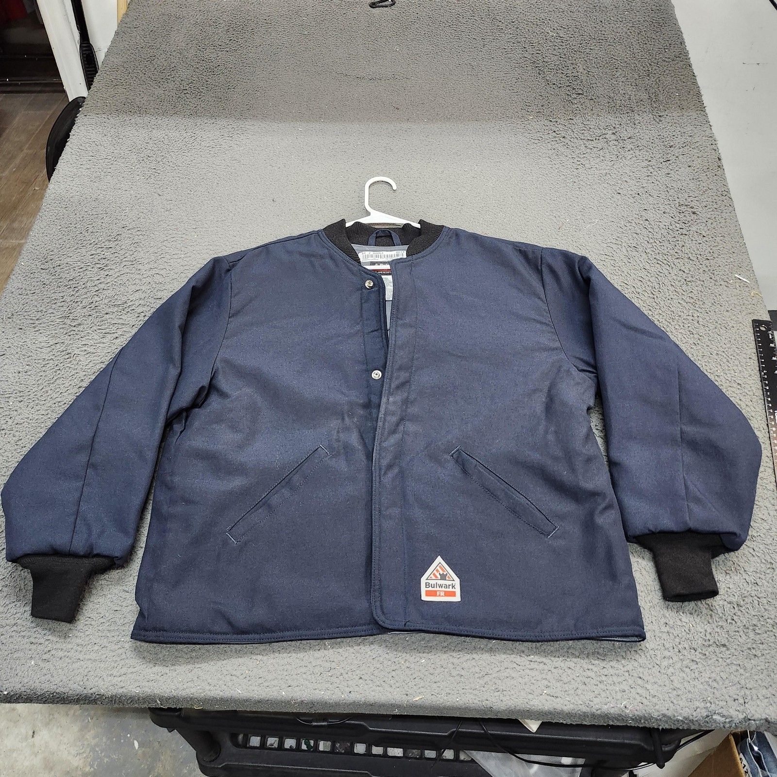 Bulwark Jacket Mens XL Blue FR Bomber Flame Resistant Snap Insulated Workwear