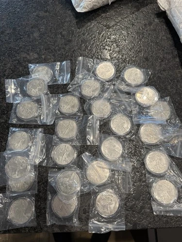 1986-2010 Silver Eagle Coins Set of 25 Uncirculated Coins