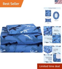 Comfortable Kids Twin Bedding Set with Blue Camouflage - Perfect Fit Included