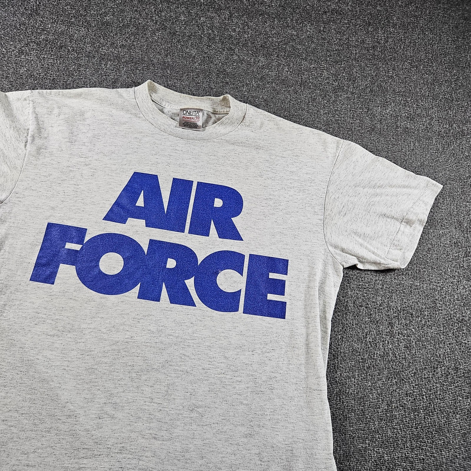 Vintage Air Force Shirt Mens Large Gray Oneita USAF Military Graphic Tee 90s