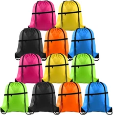 12Pcs Drawstring Bag Sports Gym String Backpack Bulk Cinch Bag Sackpack with Zip