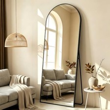56x21 Full Length Mirror with Aluminum Frame Full Body 56"L x 21"W Black Arched