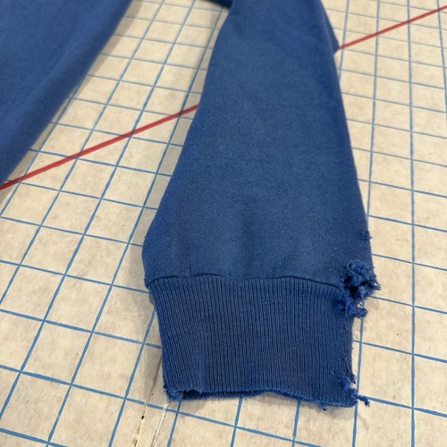 VTG Super Thin Burnout Thrashed Worn Boxy Blue WIP Sweatshirt Jerzees Distressed - Picture 9 of 14