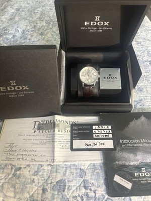 EDOX Swiss Chronograph Watch   Full Set Box & Papers 