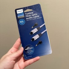 Philips 6' Elite Toslink Digital Fiber Optic Cable with 2 Mini Adapters New Open